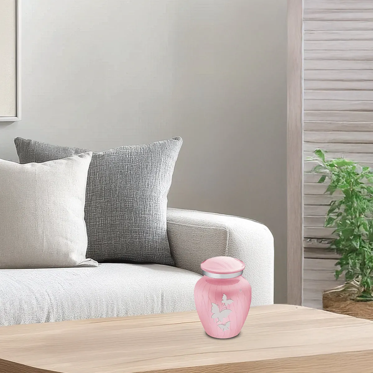 Keepsake Embrace Pearl Light Pink Butterflies Cremation Urn