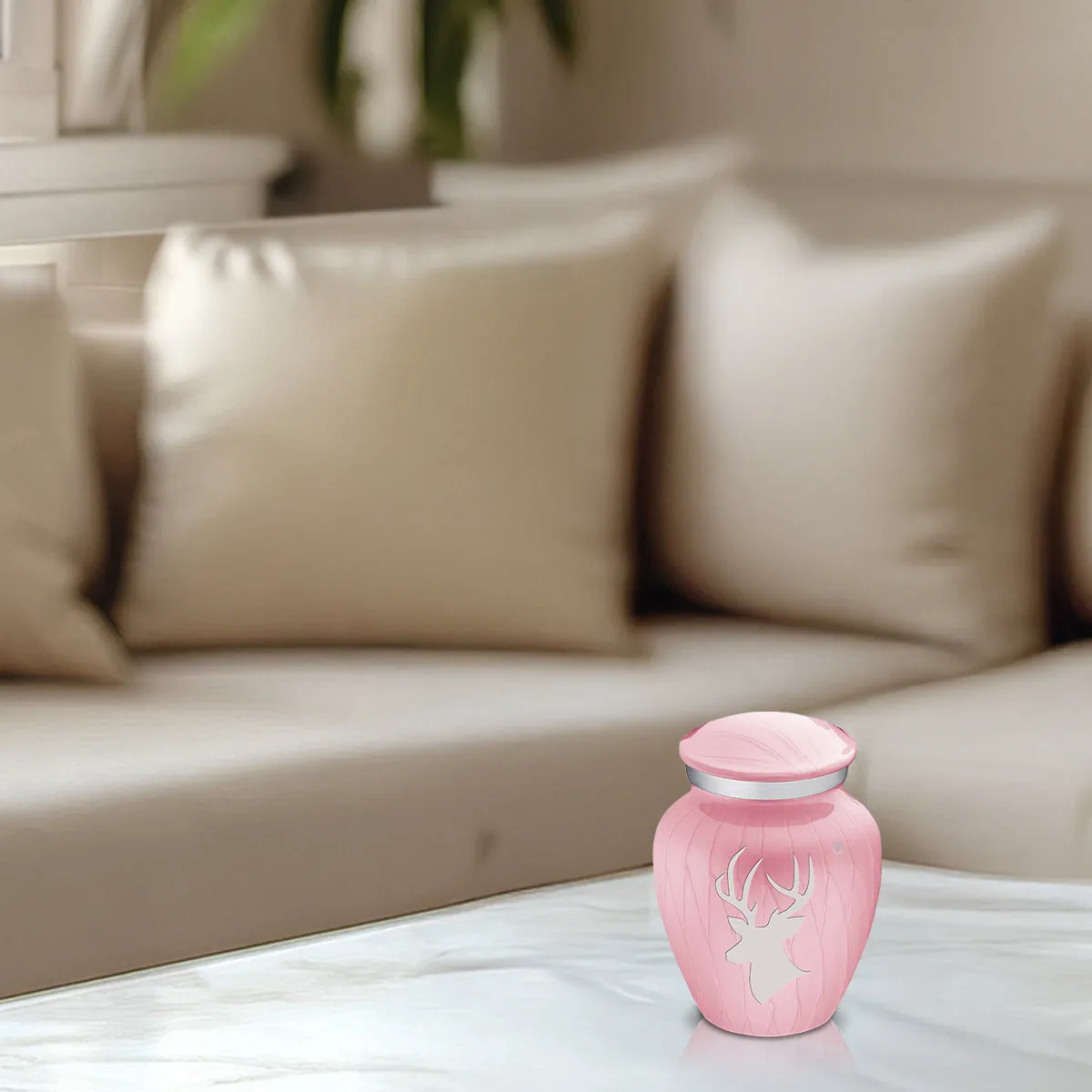 Keepsake Embrace Pearl Light Pink Deer Cremation Urn