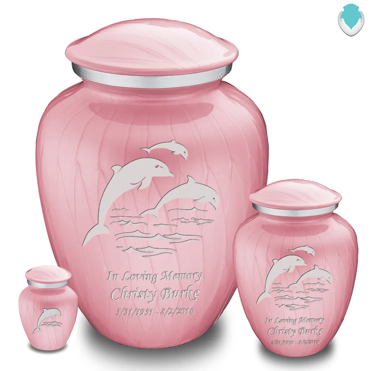 Keepsake Embrace Pearl Light Pink Dolphin Cremation Urn