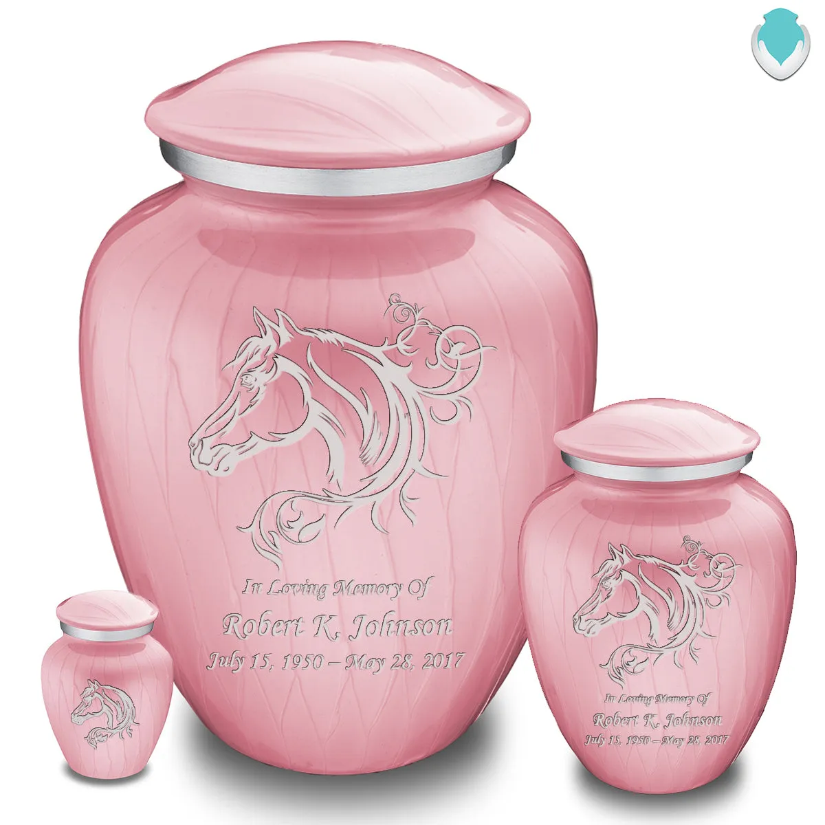 Keepsake Embrace Pearl Light Pink Horse Cremation Urn