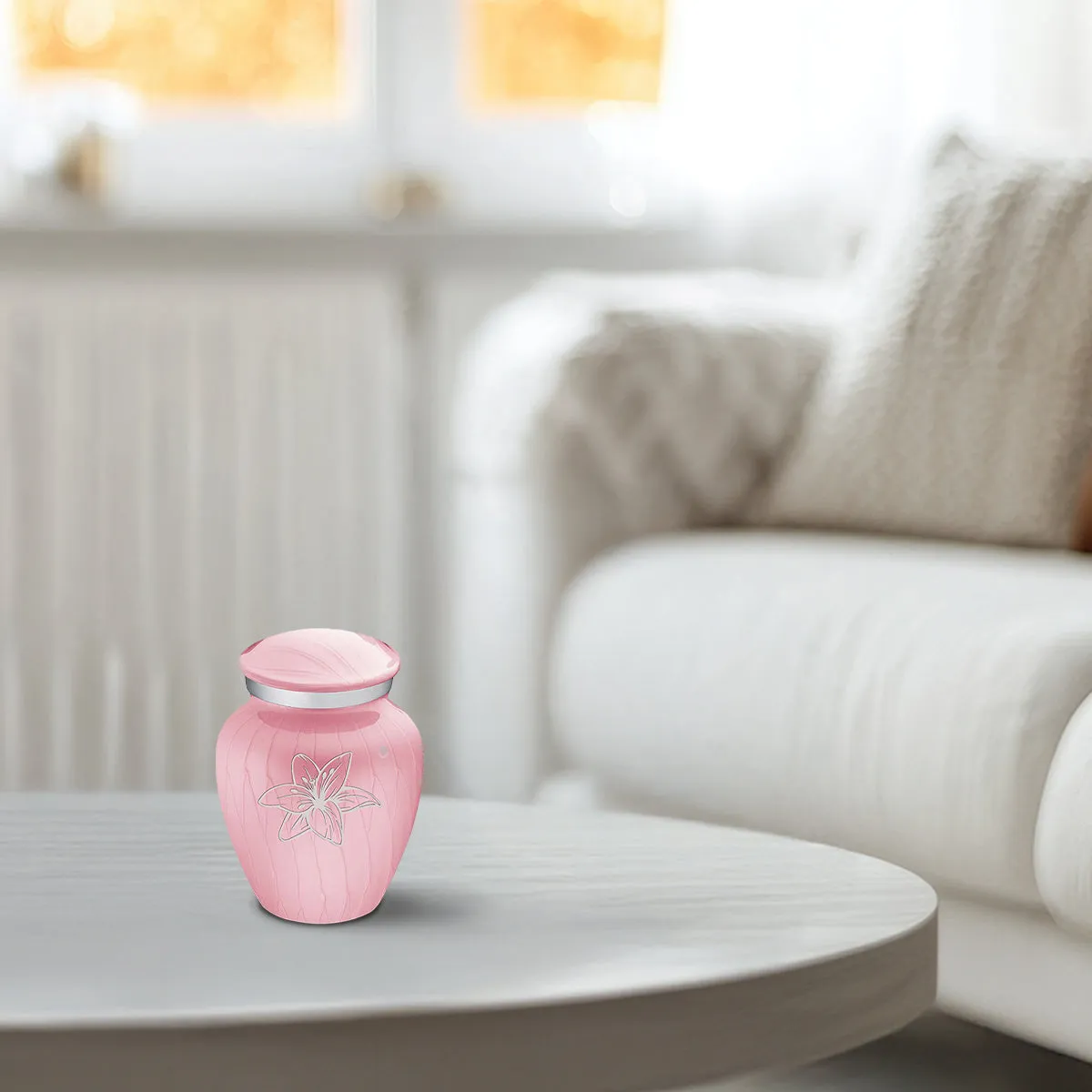 Keepsake Embrace Pearl Light Pink Lily Cremation Urn