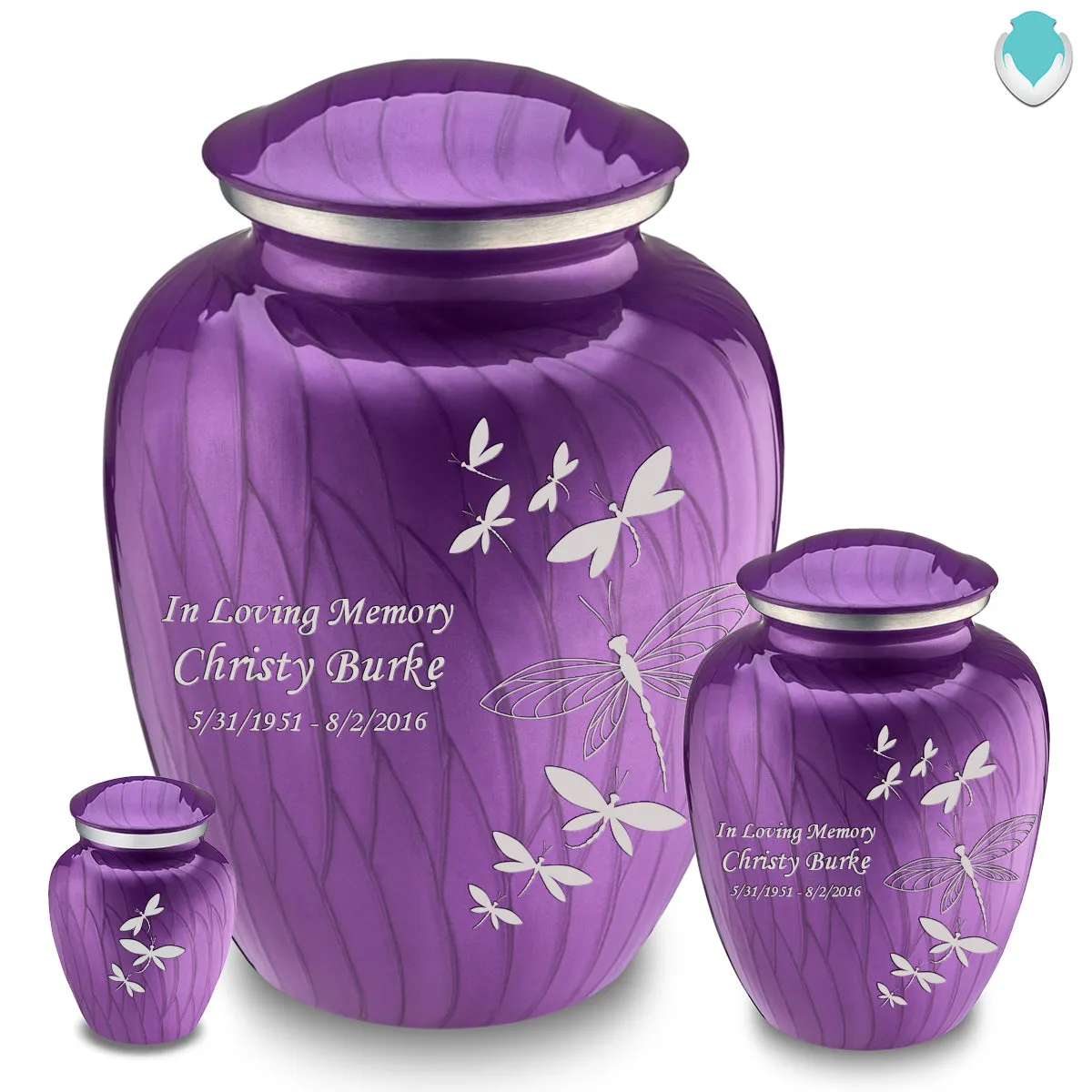 Keepsake Embrace Pearl Purple Dragonflies Cremation Urn