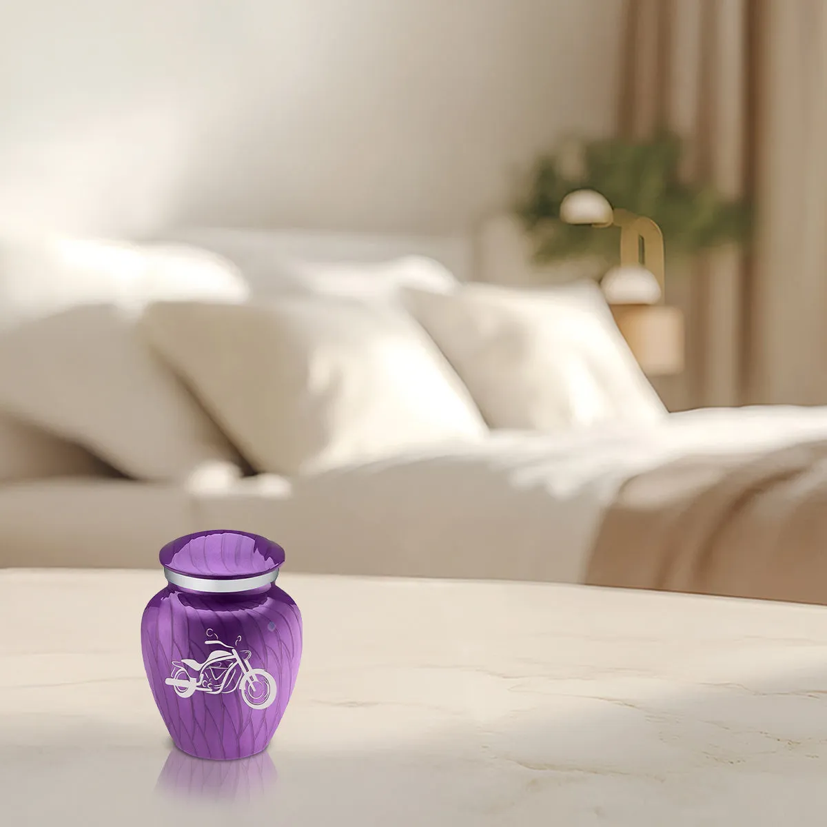 Keepsake Embrace Pearl Purple Motorcycle Cremation Urn
