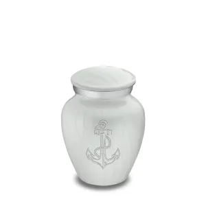 Keepsake Embrace Pearl White Anchor Cremation Urn