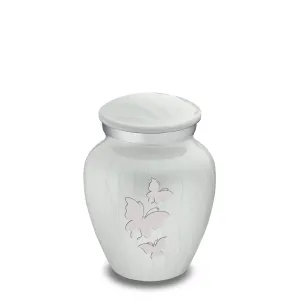 Keepsake Embrace Pearl White Butterflies Cremation Urn