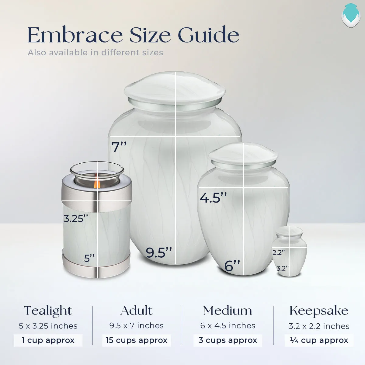 Keepsake Embrace Pearl White Doves Cremation Urn