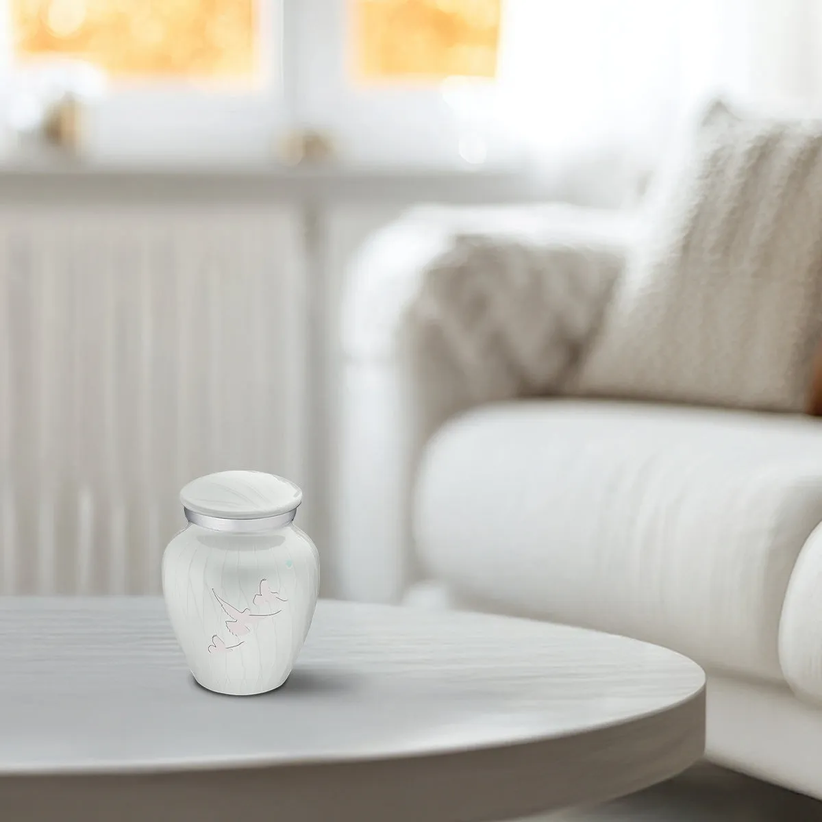 Keepsake Embrace Pearl White Doves Cremation Urn