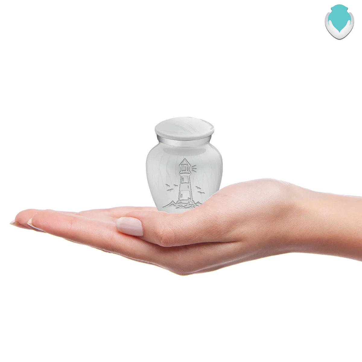 Keepsake Embrace Pearl White Lighthouse Cremation Urn