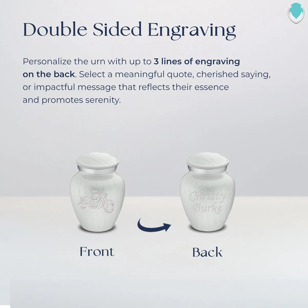 Keepsake Embrace Pearl White Motorcycle Cremation Urn