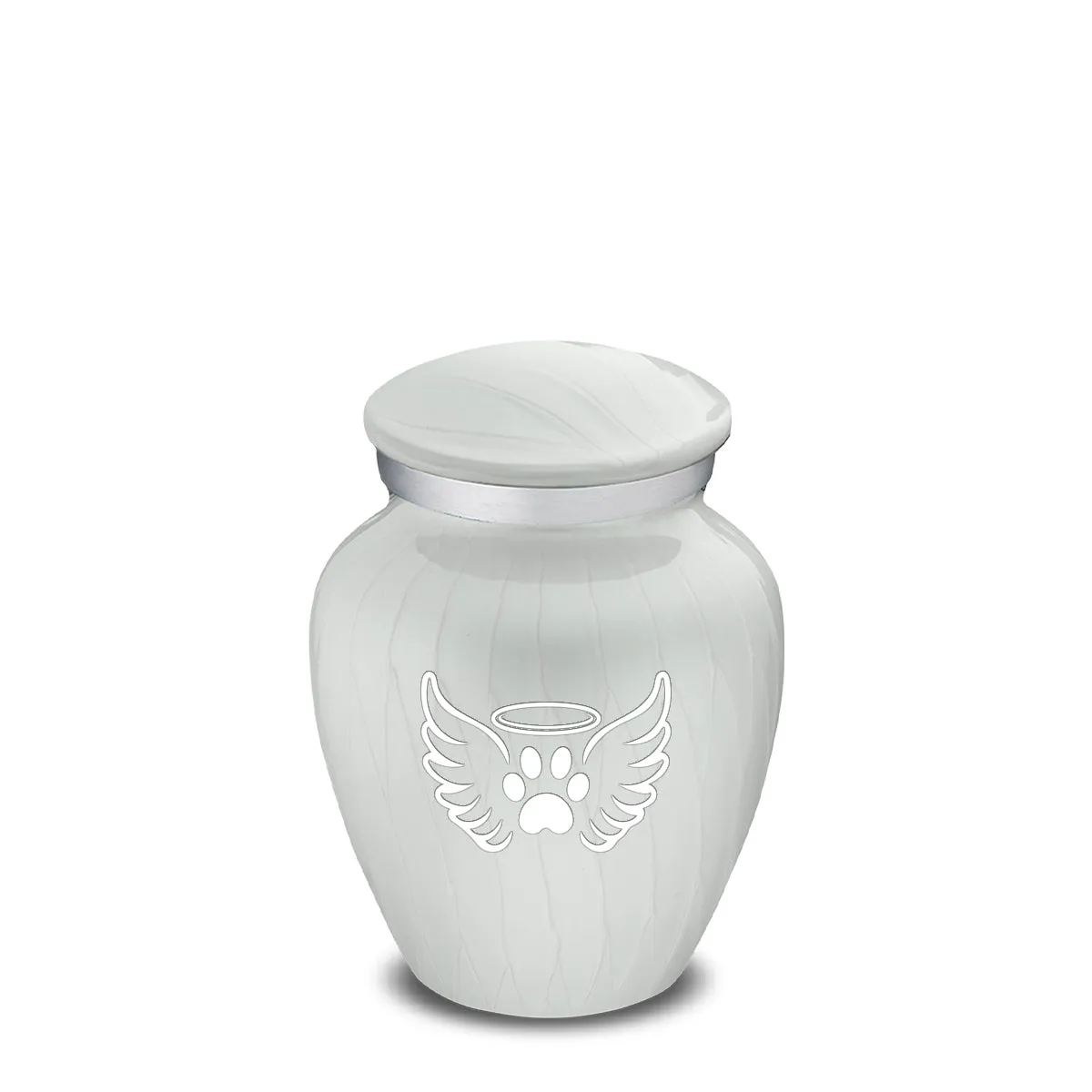 Keepsake Embrace Pearl White Pet Angel Wings Cremation Urn