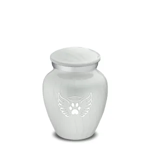 Keepsake Embrace Pearl White Pet Angel Wings Cremation Urn