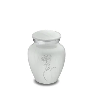 Keepsake Embrace Pearl White Rose Cremation Urn