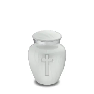 Keepsake Embrace Pearl White Simple Cross Cremation Urn