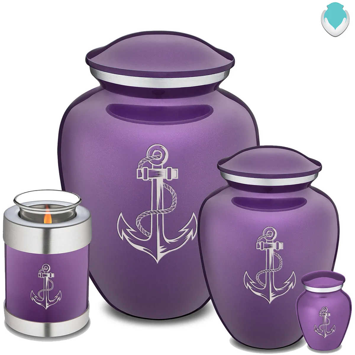 Keepsake Embrace Purple Anchor Cremation Urn