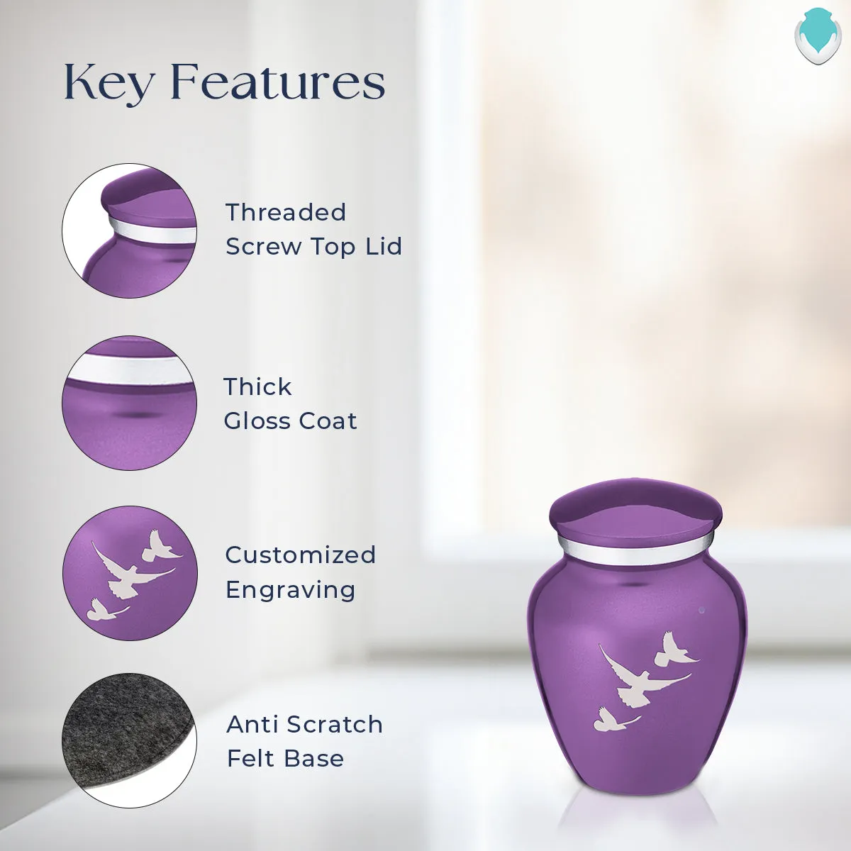 Keepsake Embrace Purple Doves Cremation Urn