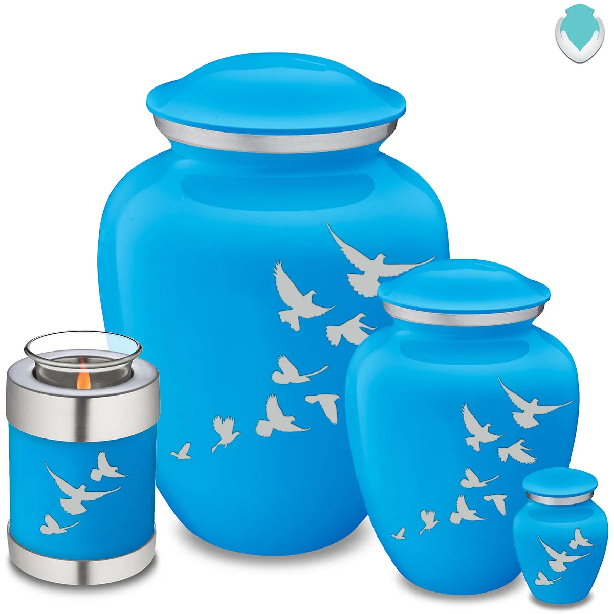 Keepsake Embrace Racing Blue Doves Cremation Urn