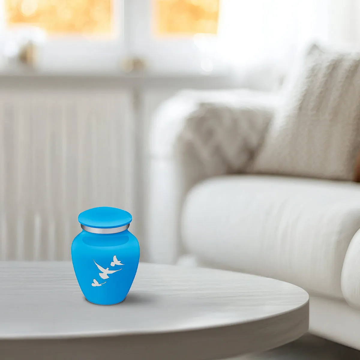 Keepsake Embrace Racing Blue Doves Cremation Urn