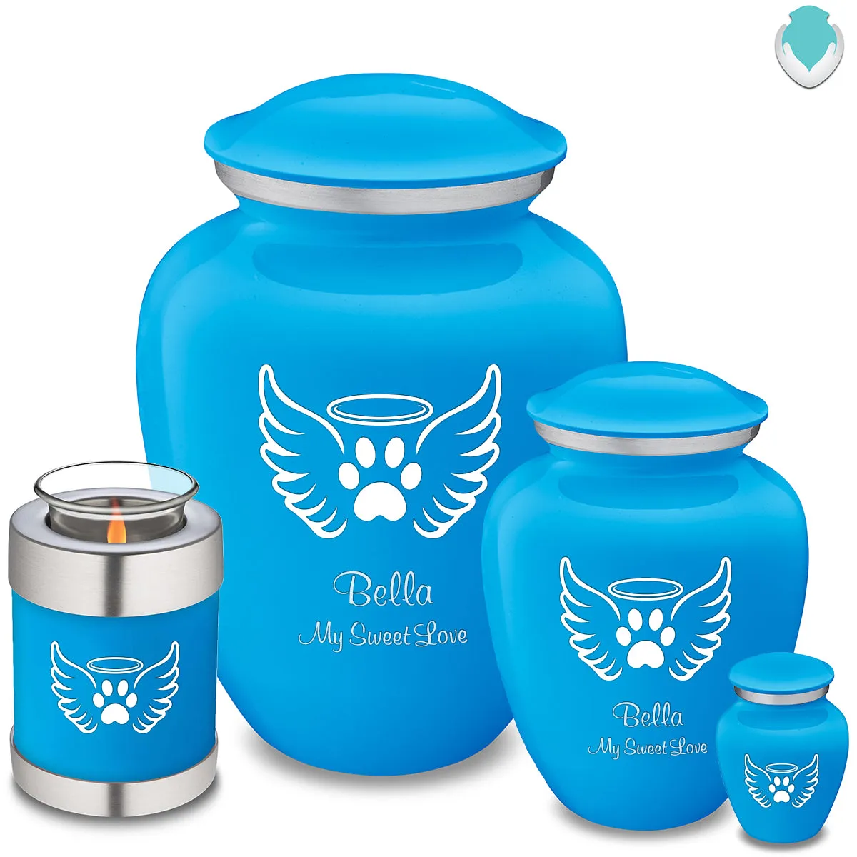 Keepsake Embrace Racing Blue Pet Angel Wings Cremation Urn
