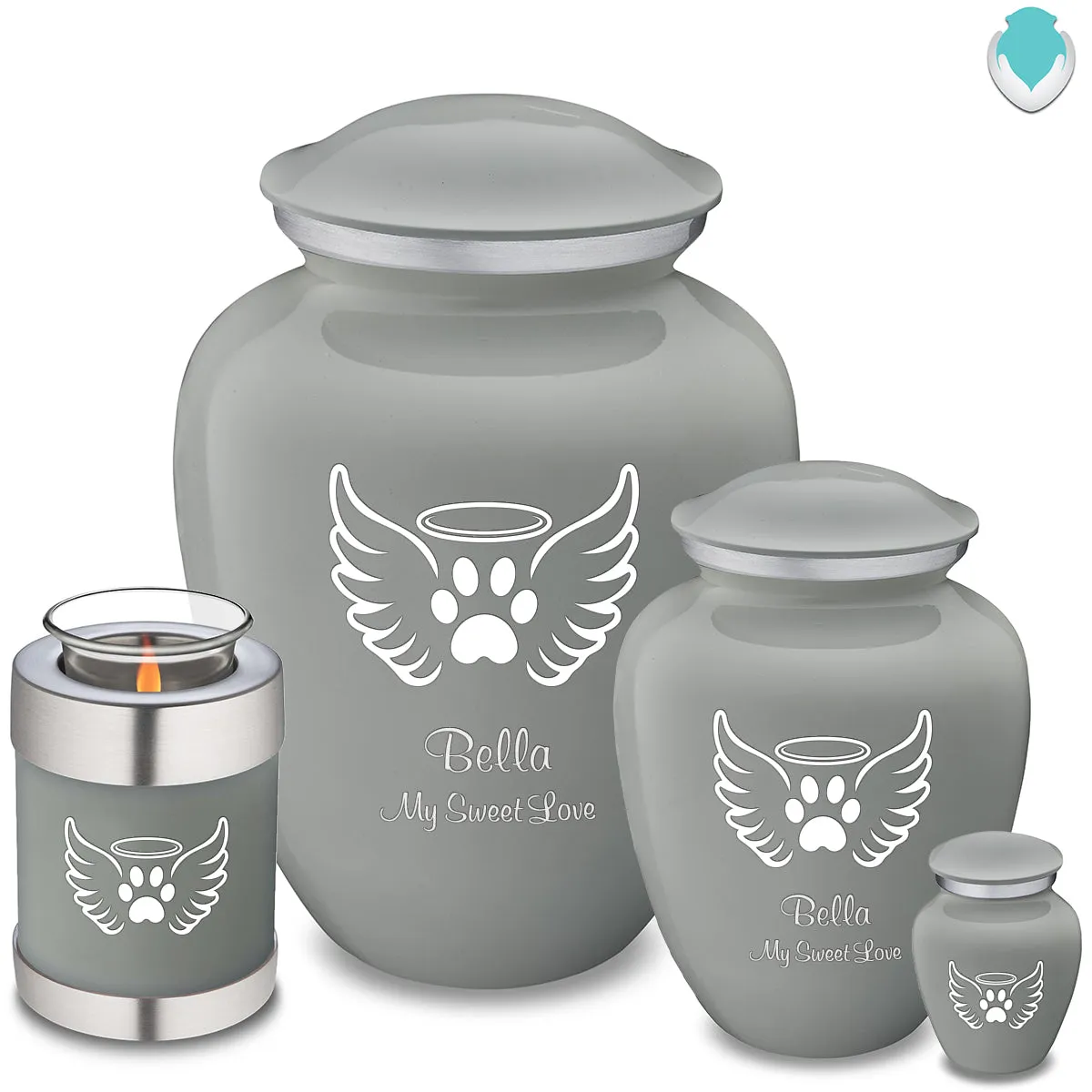 Keepsake Embrace Slate Grey Pet Angel Wings Cremation Urn