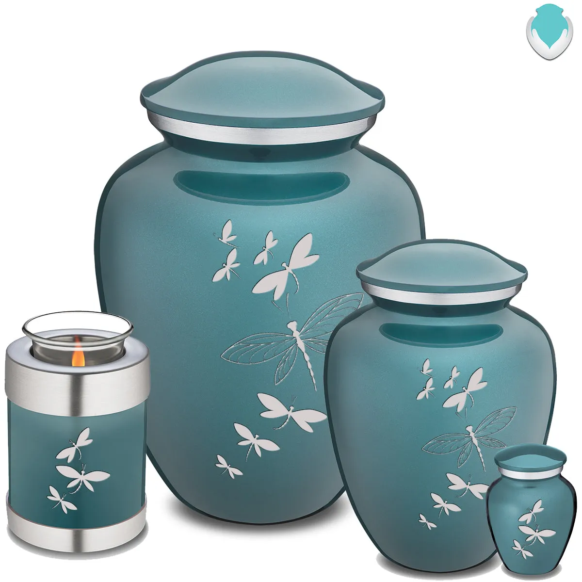 Keepsake Embrace Teal Dragonflies Cremation Urn