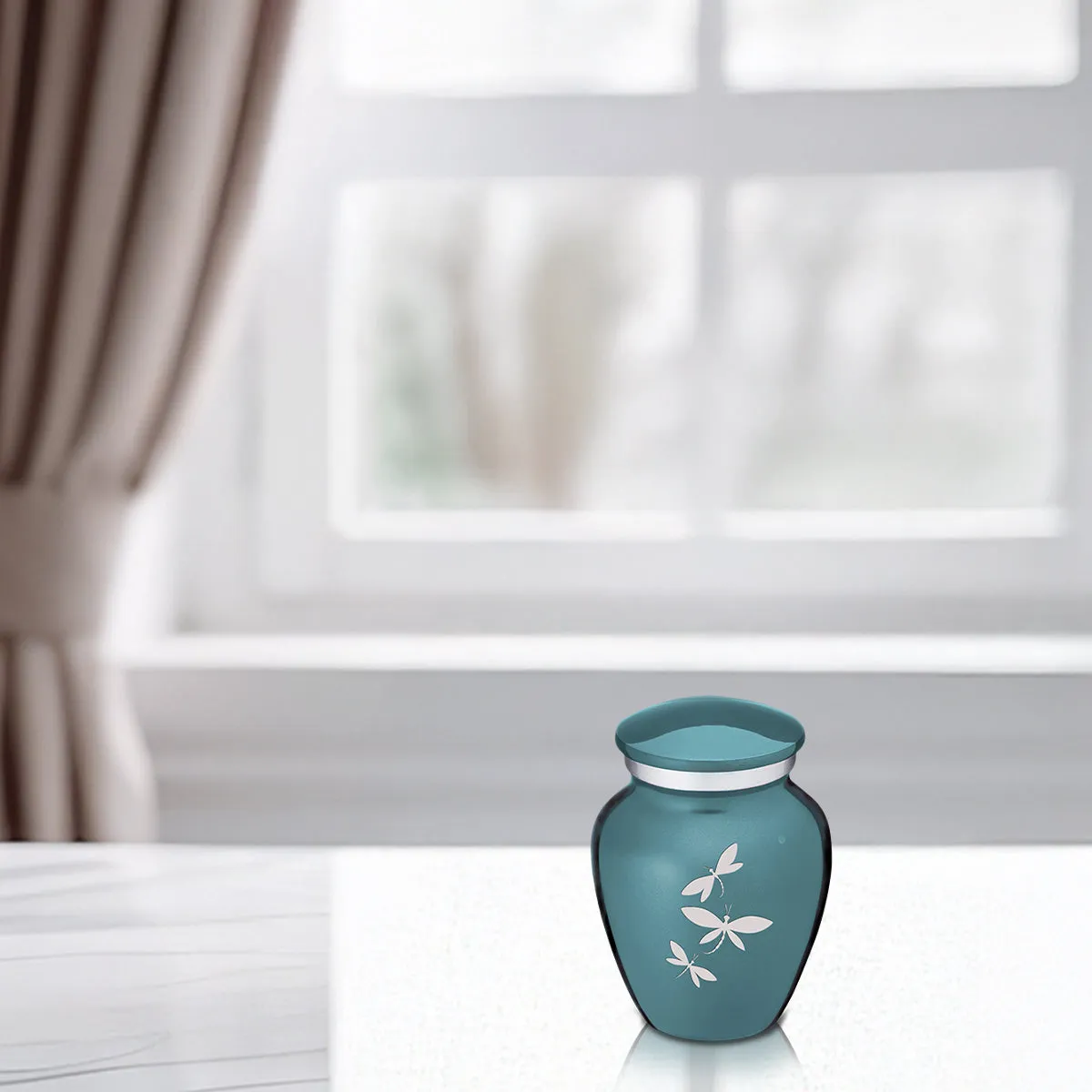 Keepsake Embrace Teal Dragonflies Cremation Urn