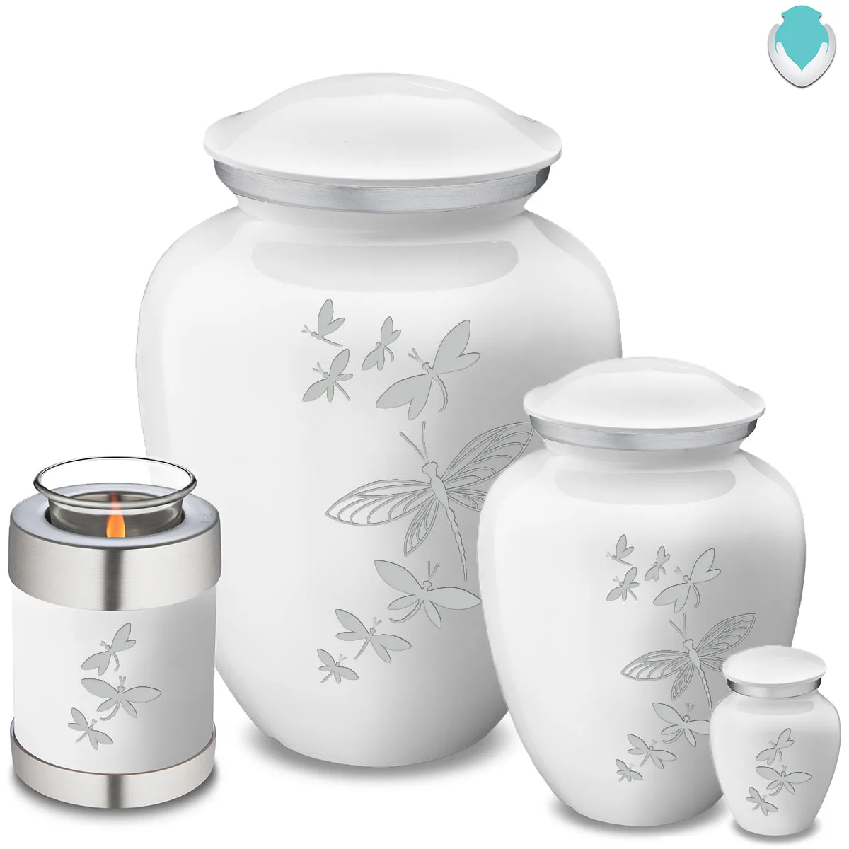 Keepsake Embrace White Dragonflies Cremation Urn