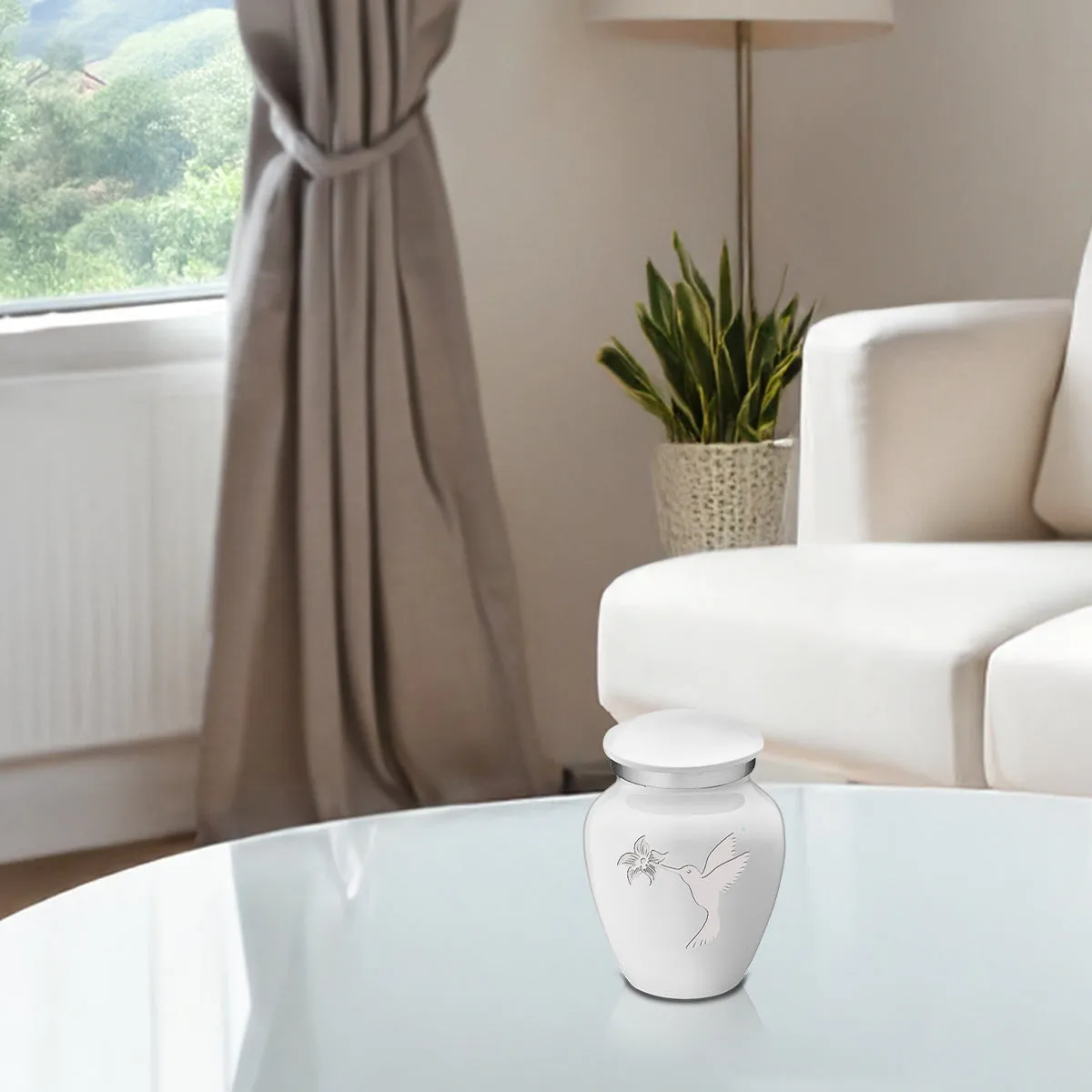 Keepsake Embrace White Hummingbird Cremation Urn