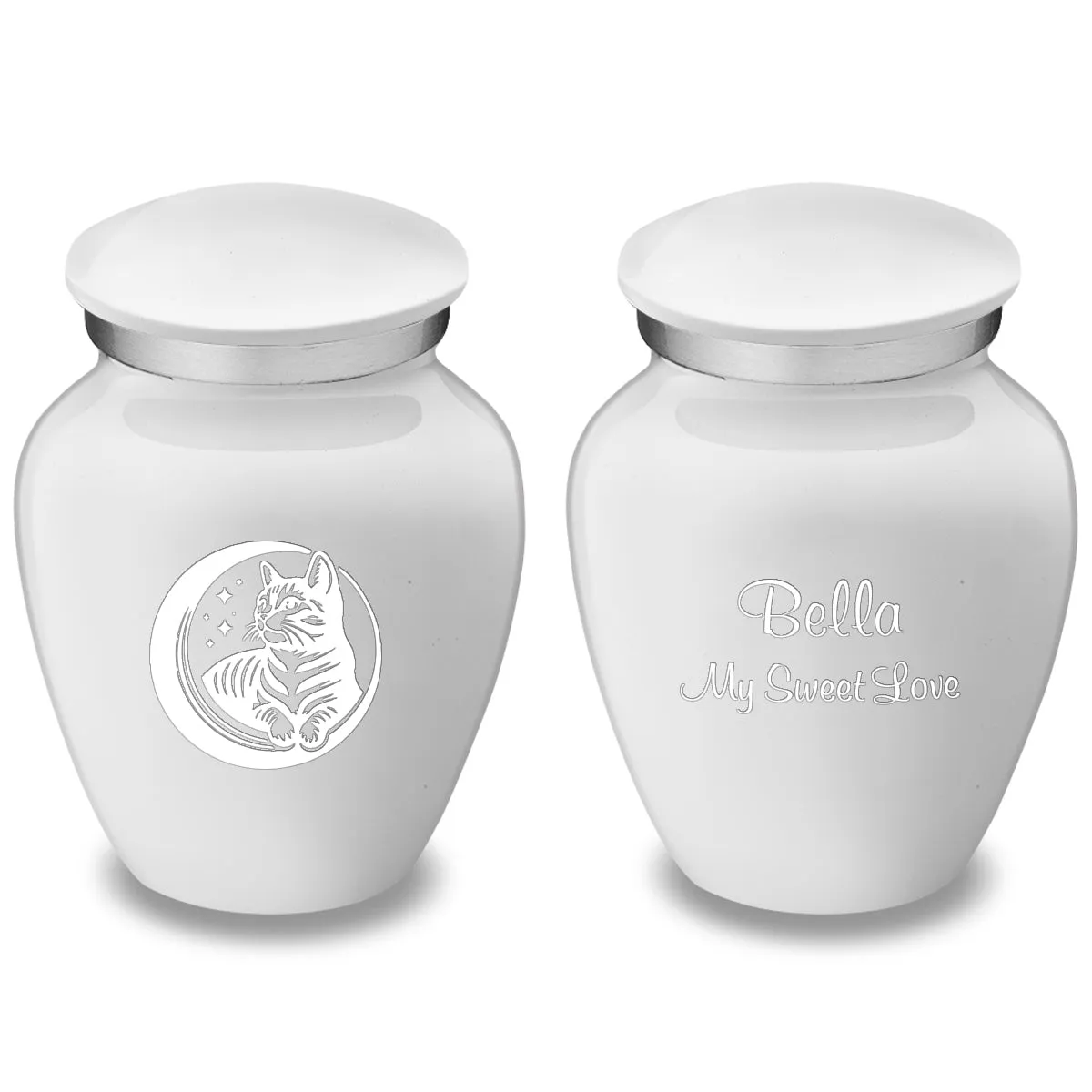 Keepsake Embrace White Pet Cute Cat Cremation Urn