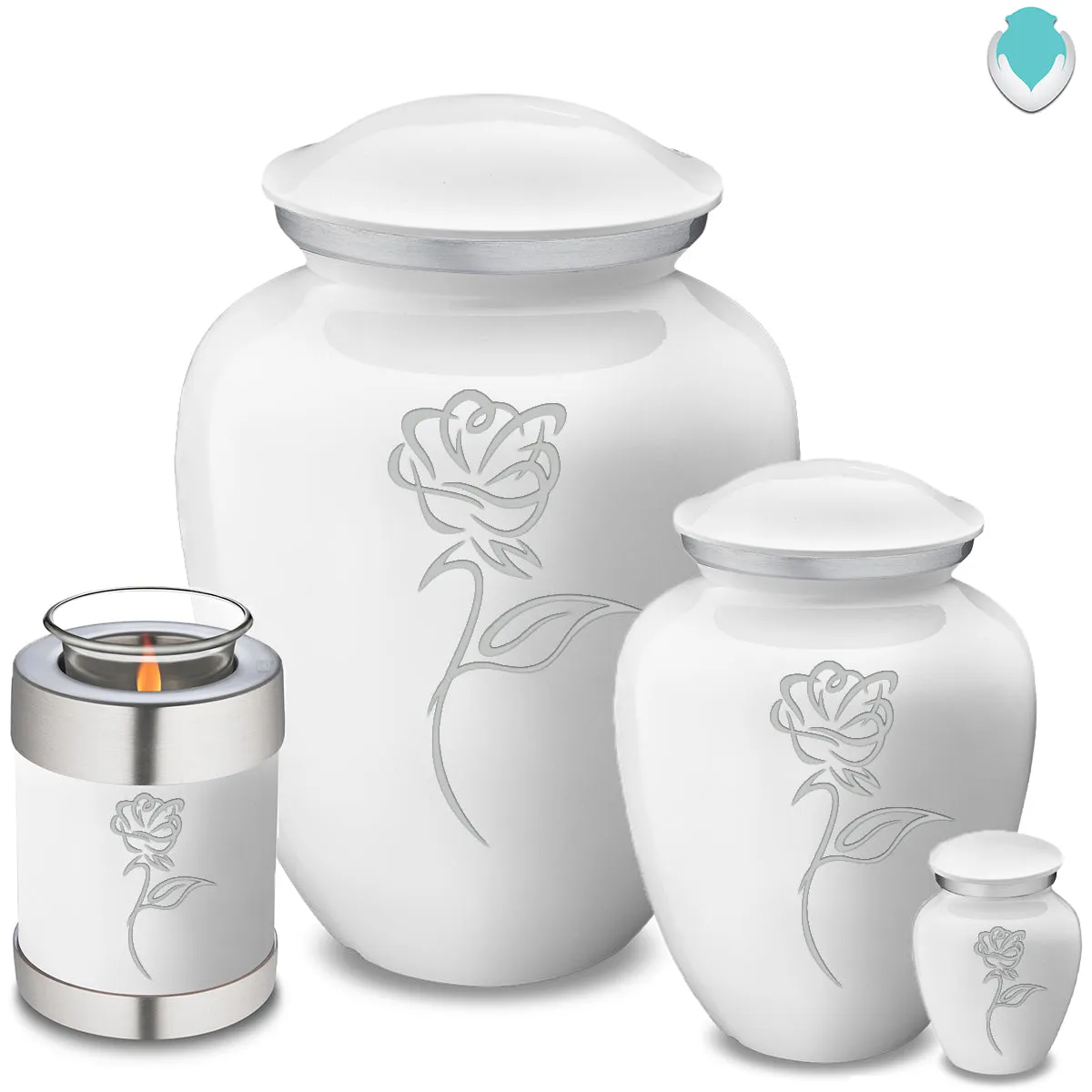 Keepsake Embrace White Rose Cremation Urn