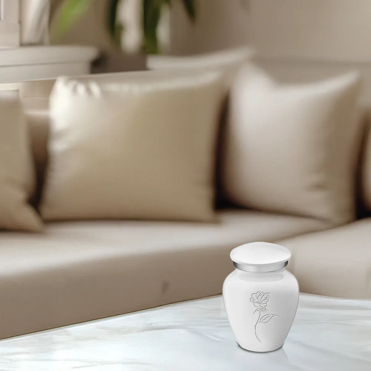 Keepsake Embrace White Rose Cremation Urn