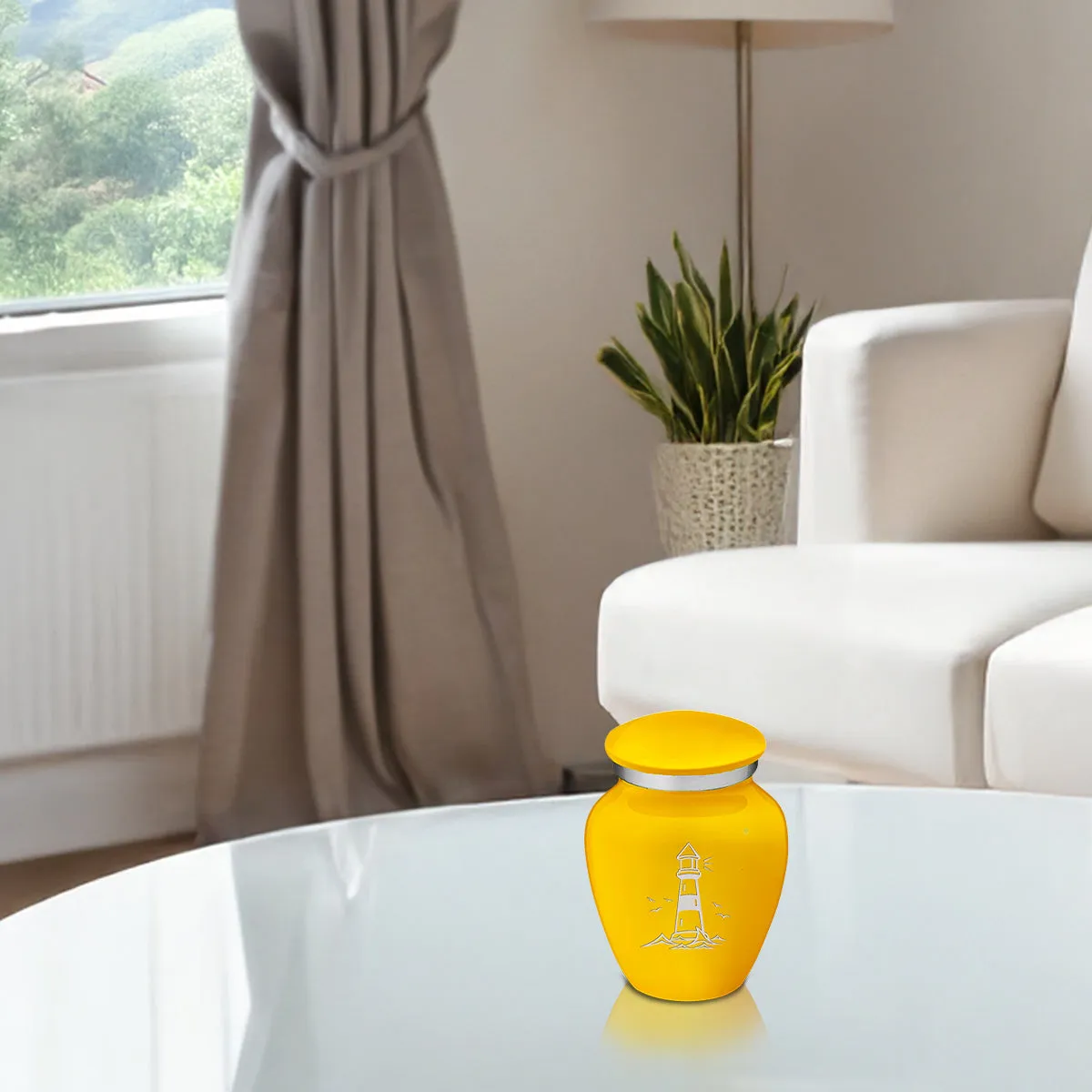 Keepsake Embrace Yellow Lighthouse Cremation Urn