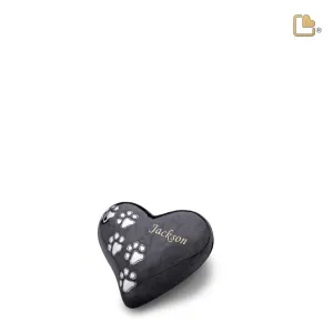 Keepsake Heart Pet Urn Pearl Midnight & Brushed Pewter