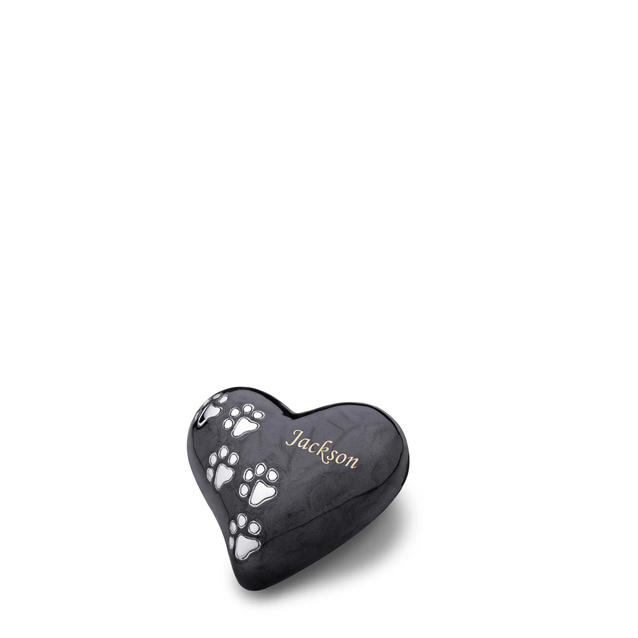 Keepsake Heart Pet Urn Pearl Midnight & Brushed Pewter