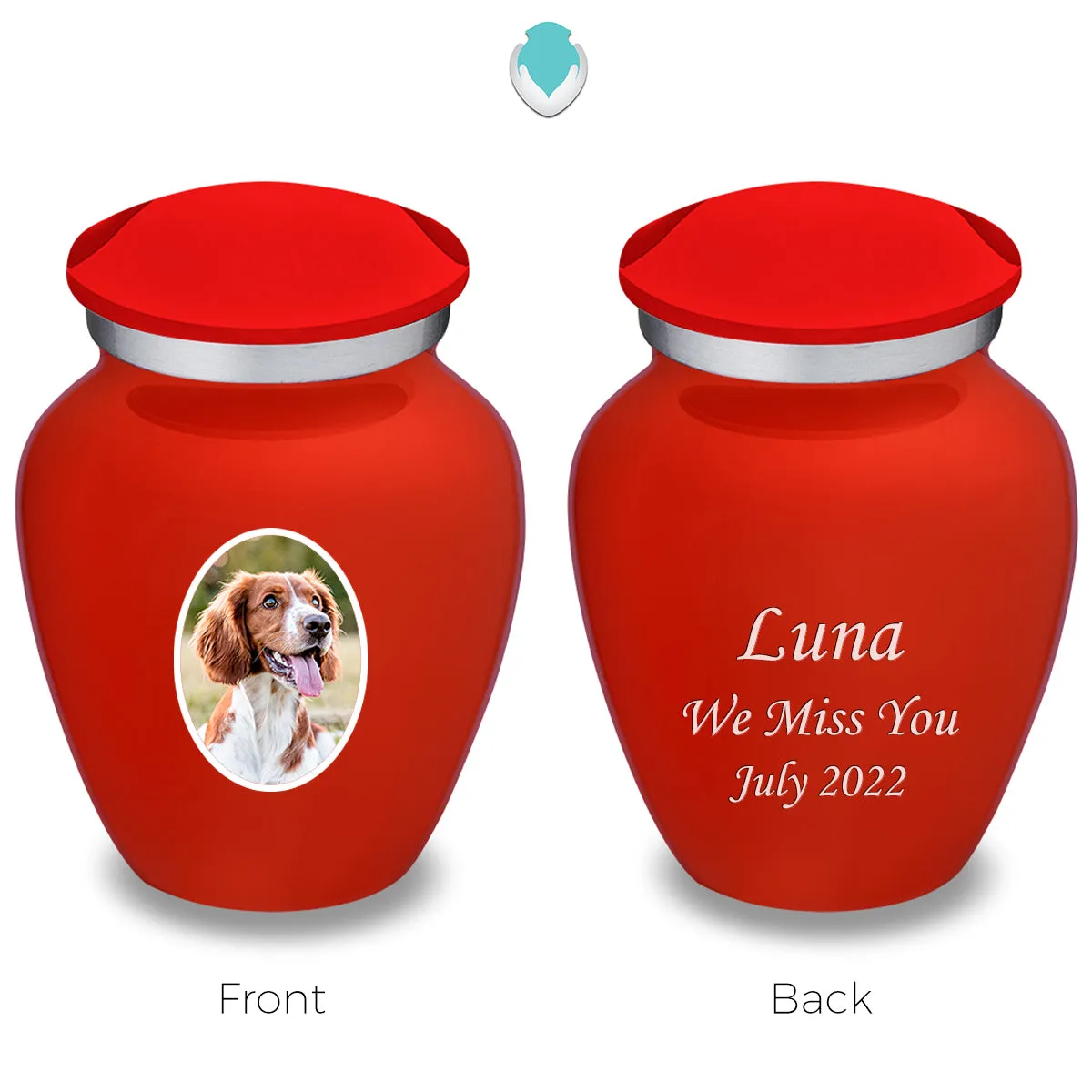 Keepsake Pet Embrace Bright Red Portrait Cremation Urn