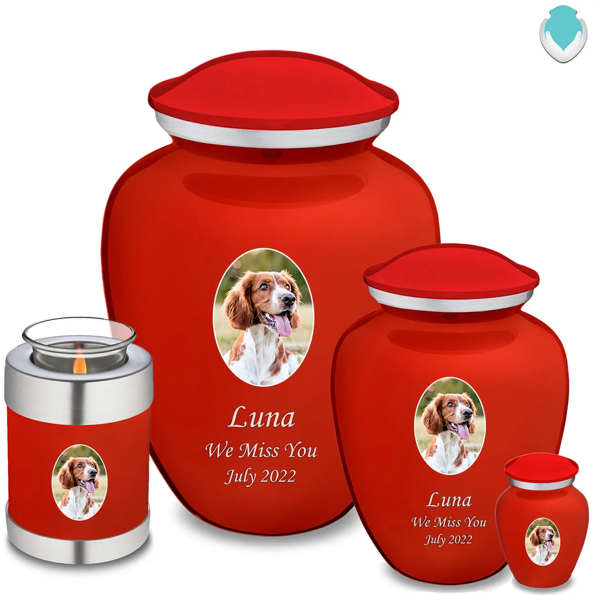Keepsake Pet Embrace Bright Red Portrait Cremation Urn