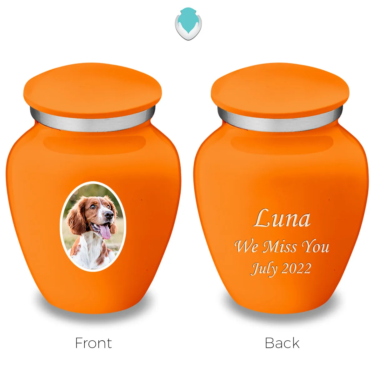 Keepsake Pet Embrace Burnt Orange Portrait Cremation Urn