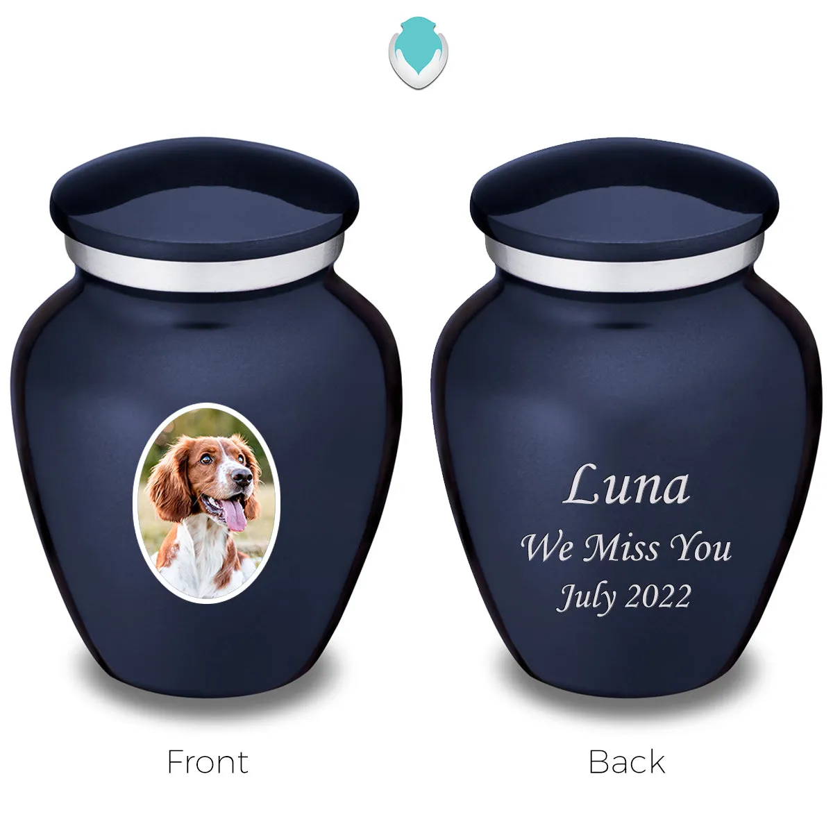 Keepsake Pet Embrace Cobalt Blue Portrait Cremation Urn