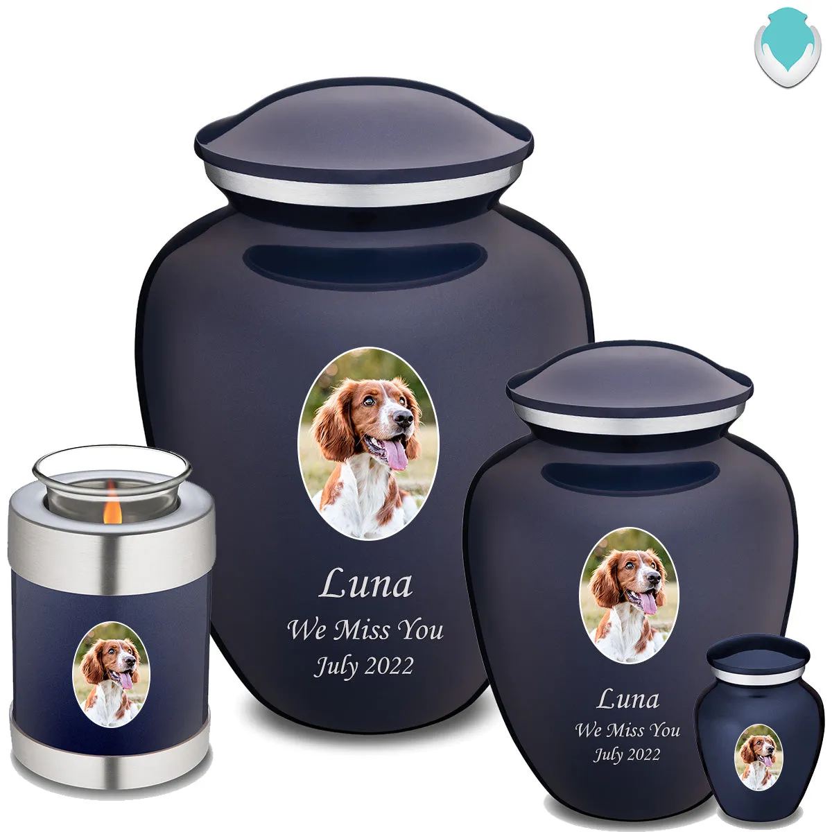 Keepsake Pet Embrace Cobalt Blue Portrait Cremation Urn