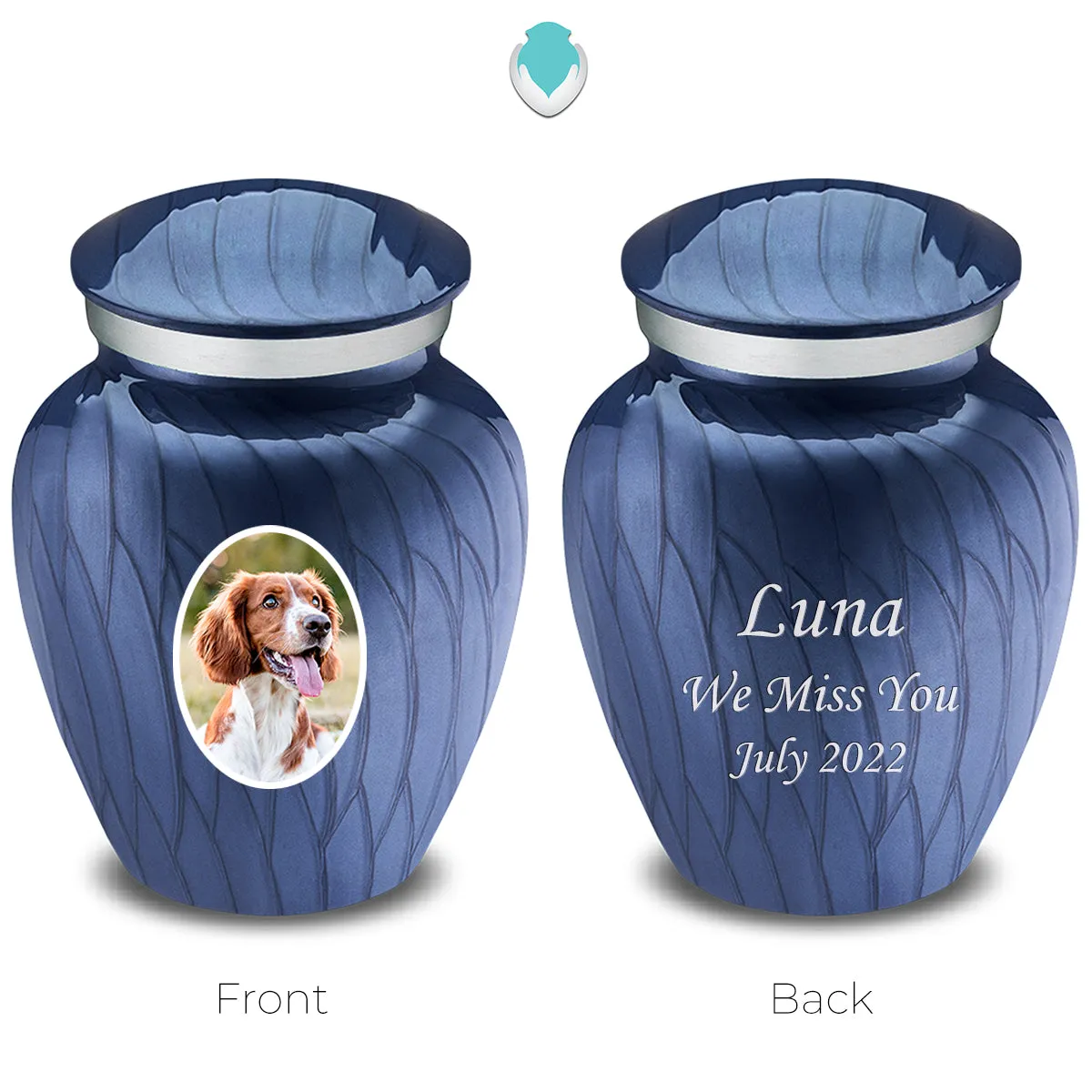 Keepsake Pet Embrace Pearl Cobalt Blue Portrait Cremation Urn