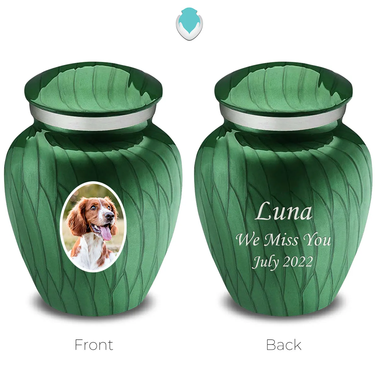 Keepsake Pet Embrace Pearl Green Portrait Cremation Urn