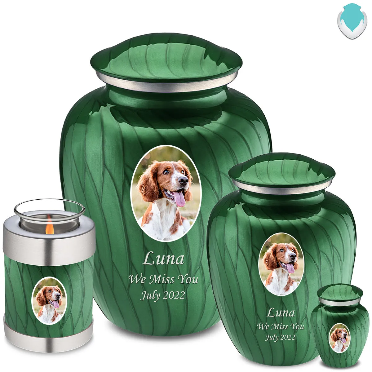 Keepsake Pet Embrace Pearl Green Portrait Cremation Urn