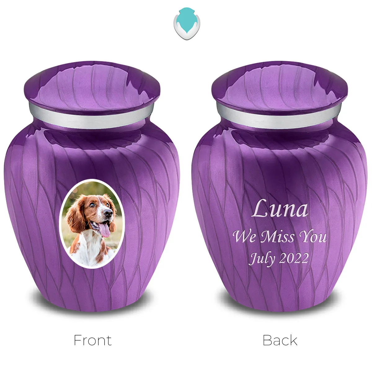 Keepsake Pet Embrace Pearl Purple Portrait Cremation Urn