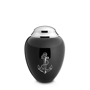 Keepsake Tribute Black and Shiny Pewter Anchor Cremation Urn