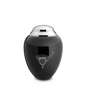 Keepsake Tribute Black and Shiny Pewter Golf Cremation Urn