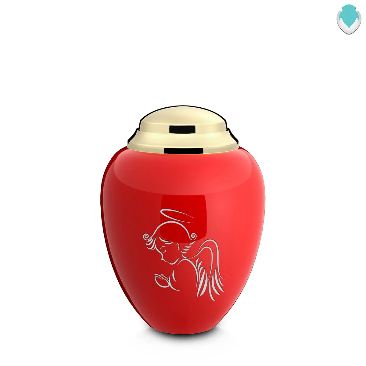 Keepsake Tribute Red and Shiny Brass Angel Cremation Urn
