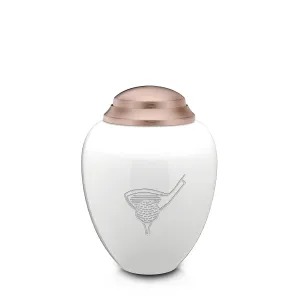 Keepsake Tribute White and Rose Gold Golf Cremation Urn