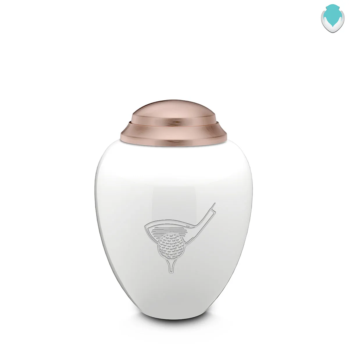 Keepsake Tribute White and Rose Gold Golf Cremation Urn