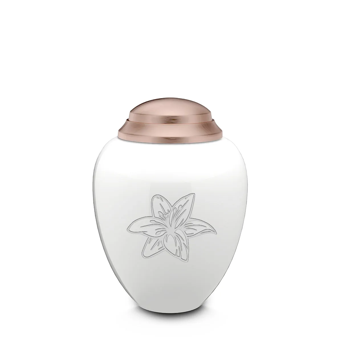 Keepsake Tribute White and Rose Gold Lily Cremation Urn