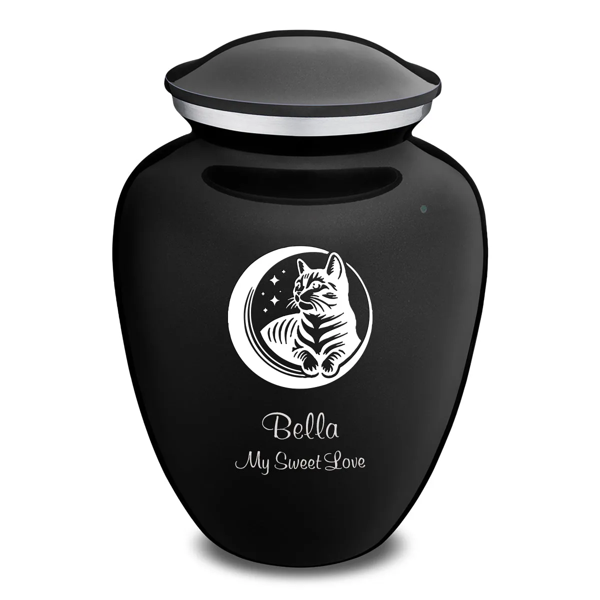 Large Embrace Black Pet Cute Cat Cremation Urn