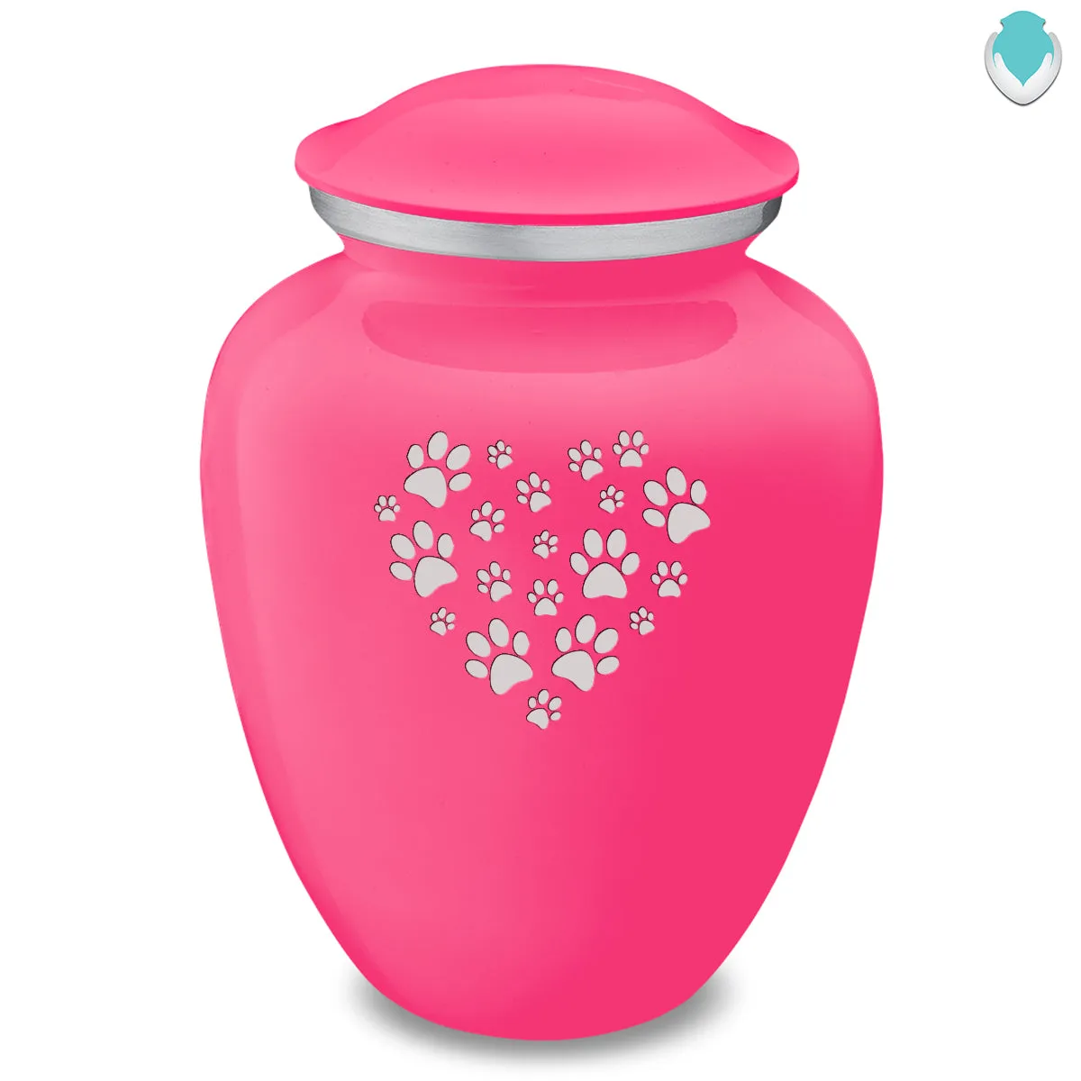 Large Embrace Bright Pink Heart Paws Pet Cremation Urn